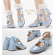 Iris Corolla Tulips Chunky Heel Shoes(Reservation/6 Colours/Full Payment Without Shipping)